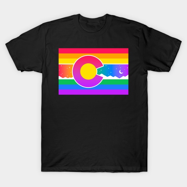 Colorado Flag Gay Pride Double Rainbow T-Shirt by FlannMoriath